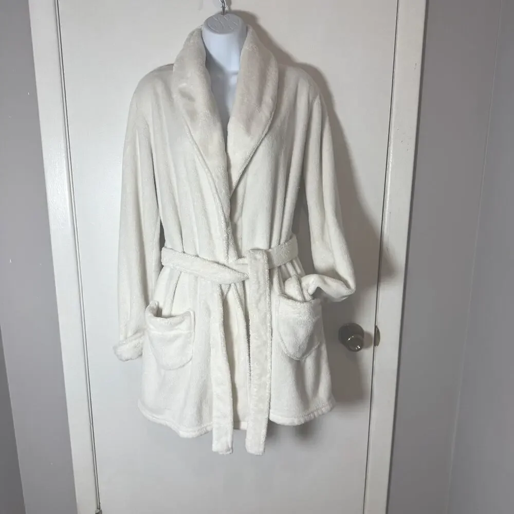 Aerie American Eagle Women’s White Smooth Plush Robe Women’s M/L Good Condition